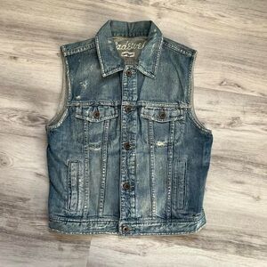 Madewell Blue Denim Vest with Faded Details